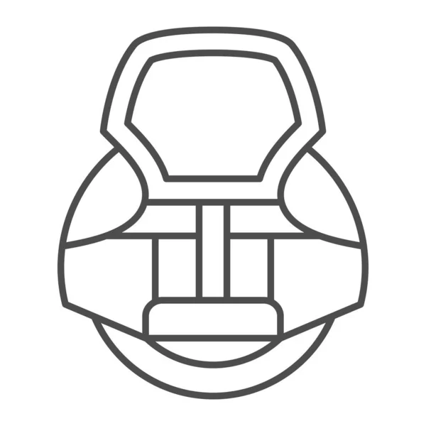 Elektrische wiel zijaanzicht dunne lijn pictogram, elektrisch transportconcept, monowheel vector teken op witte achtergrond, outline stijl pictogram voor mobiele concept en web design. vectorgrafieken. — Stockvector