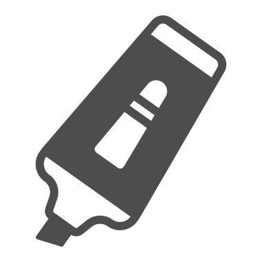 Highliter, marker katı simgesi, yazma araçları kavramı, beyaz arkaplan üzerine arz vektör işareti, mobil konsept ve web tasarımı için glyph tarzı simge. Vektör grafikleri