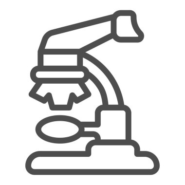 Laboratuvar mikroskop çizgisi ikonu, ekipman konsepti, laboratuvar, beyaz arka planda tıbbi mikroskop vektör işareti, mobil konsept ve web tasarımı için taslak stil ikonu. Vektör grafikleri.