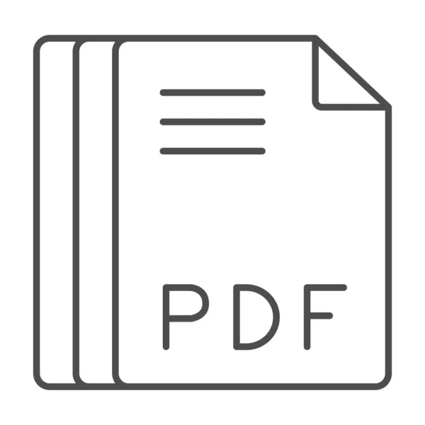 Hojas de papel, icono de línea delgada de archivo pdf, concepto de documentos, signo vectorial de formato de documento portátil sobre fondo blanco, icono de estilo de esquema para el concepto móvil y el diseño web. Gráficos vectoriales. — Archivo Imágenes Vectoriales