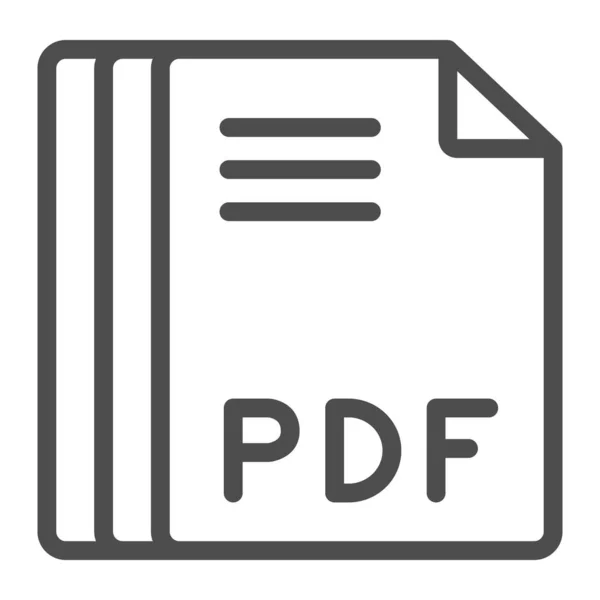 Papierblätter, pdf-Dateizeilensymbol, Dokumentenkonzept, tragbares Dokumentenformat Vektorzeichen auf weißem Hintergrund, Umrissstilsymbol für mobiles Konzept und Webdesign. Vektorgrafik. — Stockvektor