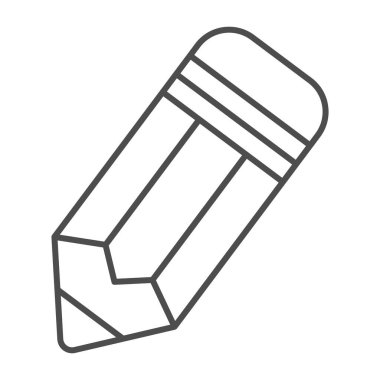 Kalın kalem ince çizgi simgesi, yazma araçları kavramı, beyaz arkaplan üzerine malzeme vektör işareti, mobil konsept ve web tasarımı için taslak biçimi simgesi. Vektör grafikleri.