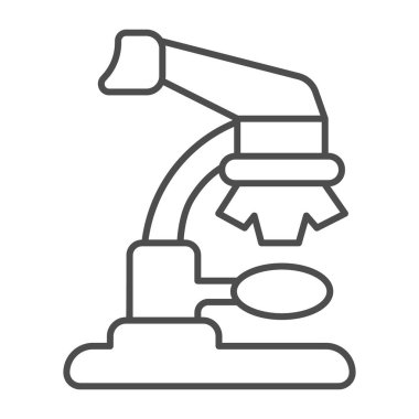 Laboratuvar mikroskobu ince çizgi ikonu, ekipman konsepti, laboratuvar, beyaz arka planda tıbbi mikroskop vektör işareti, mobil konsept ve web tasarımı için taslak stil ikonu. Vektör grafikleri.