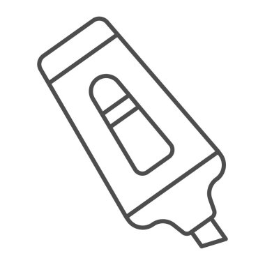 Highliter, marker ince çizgi simgesi, yazma araçları kavramı, beyaz arkaplan üzerine arz vektör işareti, mobil konsept ve web tasarımı için taslak biçimi simgesi. Vektör grafikleri.