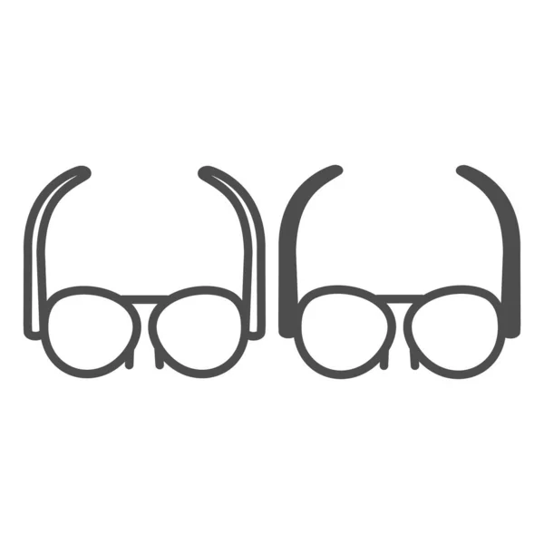 Gafas con línea de marco original e icono sólido, concepto oftalmológico, gafas graduadas, signo vectorial de gafas sobre fondo blanco, icono de estilo de esquema para concepto móvil y diseño web. Gráficos vectoriales. — Archivo Imágenes Vectoriales