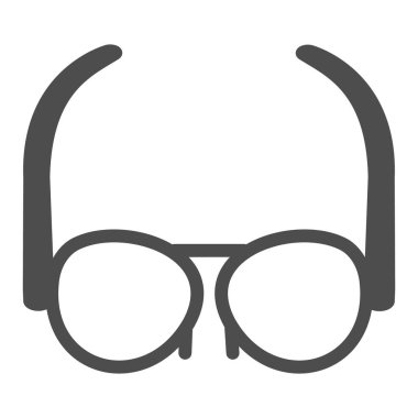 Orijinal çerçeveli sağlam ikona, optalmoloji konseptine, gözlüklere, beyaz arka planda vektör işaretine, mobil konsept ve web tasarımı için glyph stil ikonuna sahip gözlüklere. Vektör grafikleri.