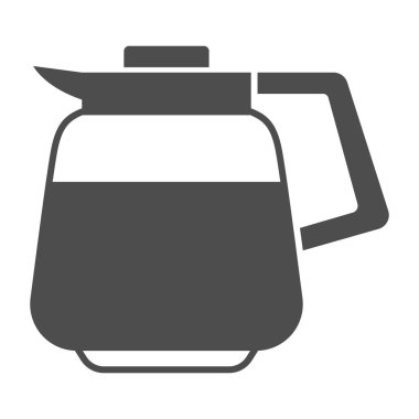 Bir sürahi kahve katı ikonu, yemek şirketi konsepti, beyaz arka planda cam kahve fincanı vektör işareti, mobil konsept ve web tasarımı için kabartma tarzı ikon. Vektör grafikleri.