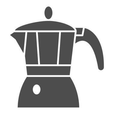 Gayzer kahve imalatçısı katı ikon, yemek şirketi konsepti, beyaz arka planda gayzer kahve demliği vektör işareti, mobil konsept ve web tasarımı için kabartma tarzı ikon. Vektör grafikleri.