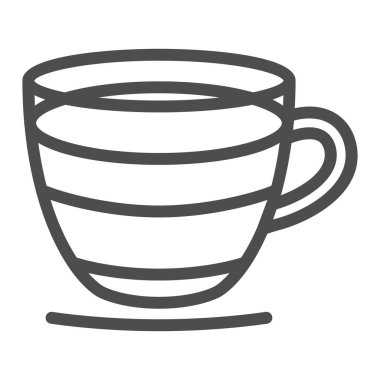 Cam bardakta Espresso, yemek şirketi konsepti, beyaz arka planda fincan vektör işareti, mobil konsept ve web tasarımı için taslak tarzı ikon. Vektör grafikleri.