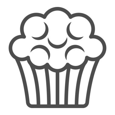 Kahve keki, kek, kek kuyruğu ikonu, tatlı ve tatlı konsepti, beyaz arka planda pasta vektör işareti, mobil konsept ve web tasarımı için taslak tarzı ikon. Vektör grafikleri.