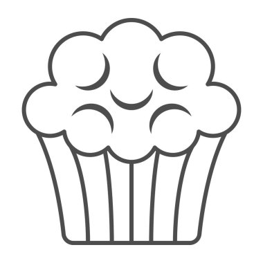 Kahve keki, kek, kek ince çizgi ikonu, tatlı ve tatlı konsepti, beyaz arka planda pasta vektör işareti, mobil konsept ve web tasarımı için taslak tarzı ikon. Vektör grafikleri.