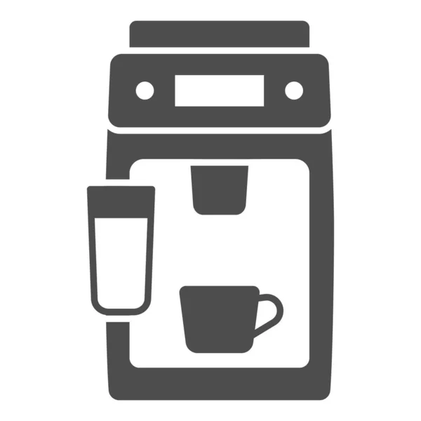 Coffee machine, cup and milk frother solid icon, electronics concept, espresso machine vector sign on white background, glyph style icon for mobile concept and web design. Vector graphics. — Stock Vector