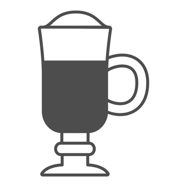 Cappuccino con espuma en copa de vidrio alto icono sólido, concepto de negocio de catering, signo de vector de café sobre fondo blanco, icono de estilo glifo para el concepto móvil y diseño web. Gráficos vectoriales. — Vector de stock