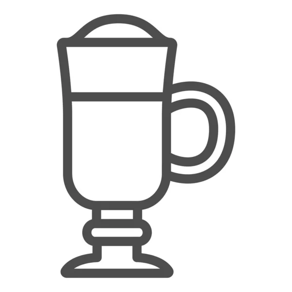 Cappuccino con espuma en alto icono de la línea de copa de vidrio, concepto de negocio de catering, signo de vector de café sobre fondo blanco, icono de estilo de esquema para el concepto móvil y diseño web. Gráficos vectoriales. — Vector de stock