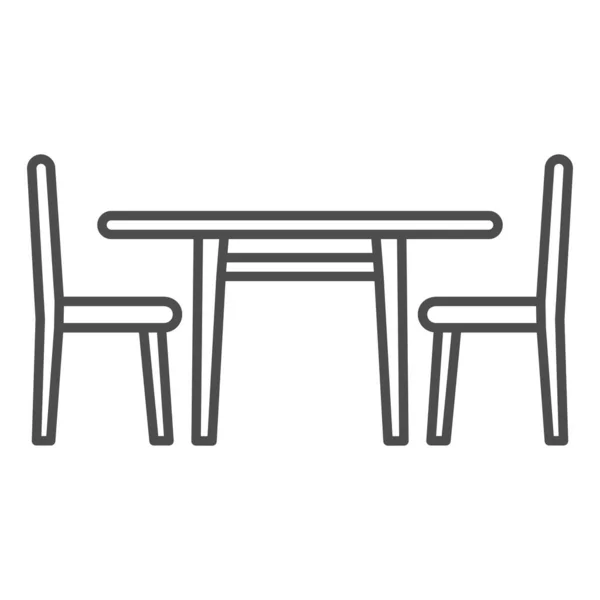 餐桌和椅子在咖啡馆细线图标，饮食业务概念，餐厅座位矢量符号白色背景，轮廓风格图标移动概念和网页设计。矢量图形. — 图库矢量图片