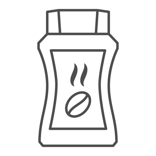 焙煎豆と煙の薄いラインアイコン、コーヒーコンセプト、白い背景にインスタントコーヒーベクトル記号、モバイルコンセプトとウェブデザインのためのアウトラインスタイルアイコンを持つコーヒー瓶。ベクトルグラフィックス. — ストックベクタ
