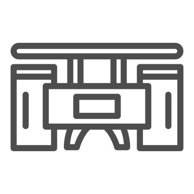 Kahve masası çizgisi simgesi, iç tasarım konsepti, beyaz arka planda kokteyl tablosu işareti, mobil konsept ve web tasarımı için taslak tarzı simgesi. Vektör grafikleri.