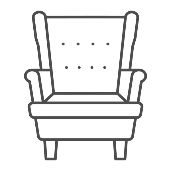 Fauteuil mince icône de ligne, concept de design d'intérieur, fauteuil avec support latéral signe vectoriel sur fond blanc, icône de style contour pour concept mobile et web design. Graphiques vectoriels. — Image vectorielle