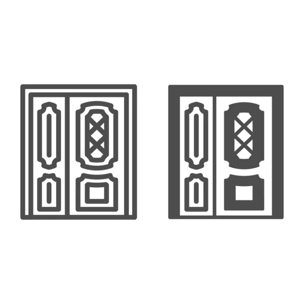 Линия входной двери и прочная иконка, концепция дизайна интерьера, главный векторный знак на белом фоне, иконка стиля наброска для мобильной концепции и веб-дизайна. Векторная графика. — стоковый вектор