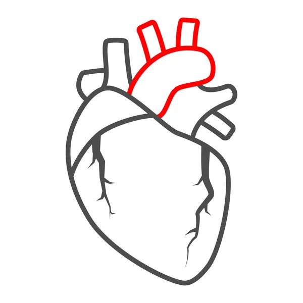 Herzklappenproblem dünne Linie Symbol, Körperschmerz-Konzept, Herzklappen-Vektor-Zeichen auf weißem Hintergrund, Umriss Stil-Symbol für mobiles Konzept und Web-Design. Vektorgrafik. — Stockvektor