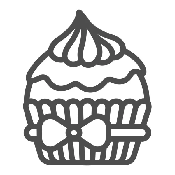 Кекс с шоколадом и взбитыми сливками с иконкой из лука, концепция кондитерских изделий, векторный знак кекса на белом фоне, иконка стиля наброска для мобильной концепции и веб-дизайна. Векторная графика. — стоковый вектор