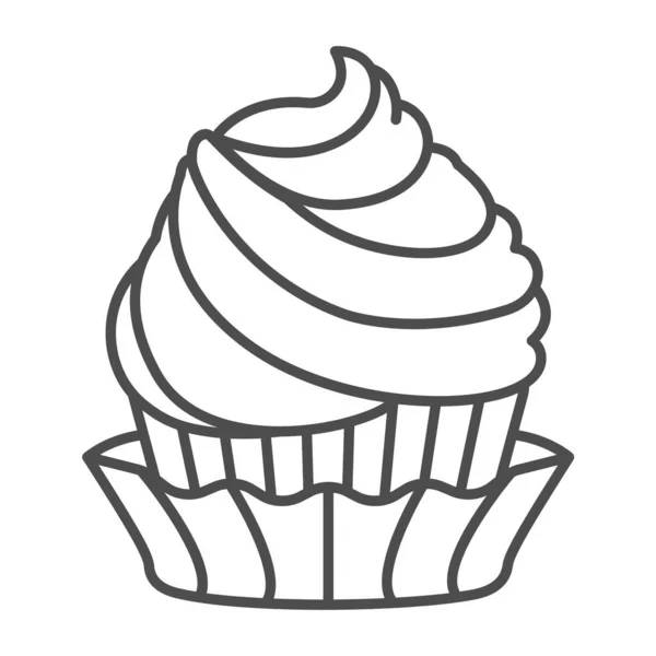 Cupcake mit Sahne Zuckerguss, zwei Geschmacksrichtungen dünne Linie Symbol, Gebäckkonzept, flauschige Muffin-Vektor-Zeichen auf weißem Hintergrund, Umriss Stil-Symbol für mobile Konzept und Web-Design. Vektorgrafik. — Stockvektor