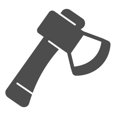 Ax aracı, baltayla katı ikon, bahçe konsepti, beyaz arka planda balta vektör işareti, mobil konsept ve web tasarımı için glyph tarzı simge. Vektör grafikleri.