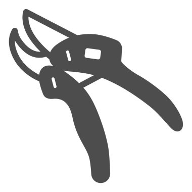 Bahçe budama makinesi, secateurs aracı katı simge, bahçe işleme konsepti, beyaz arka planda makas vektör işareti, mobil konsept ve web tasarımı için glyph tarzı simge. Vektör grafikleri.