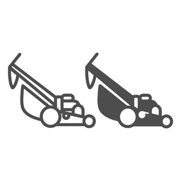 Lawn mower, grass cutter line and solid icon, gardening concept, push mower vector sign on white background, outline style icon for mobile concept and web design. Vector graphics. — Stock Vector