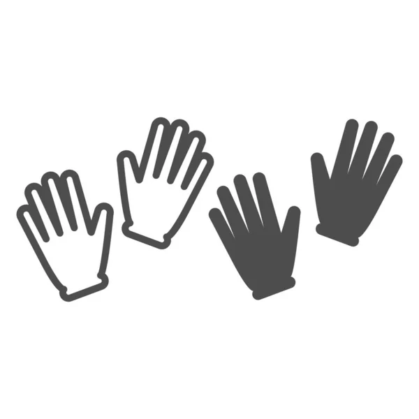 Tuinhandschoenen lijn en solide pictogram, tuinieren concept, paar tuinieren handschoenen vector teken op witte achtergrond, omtrek stijl pictogram voor mobiele concept en web design. vectorgrafieken. — Stockvector