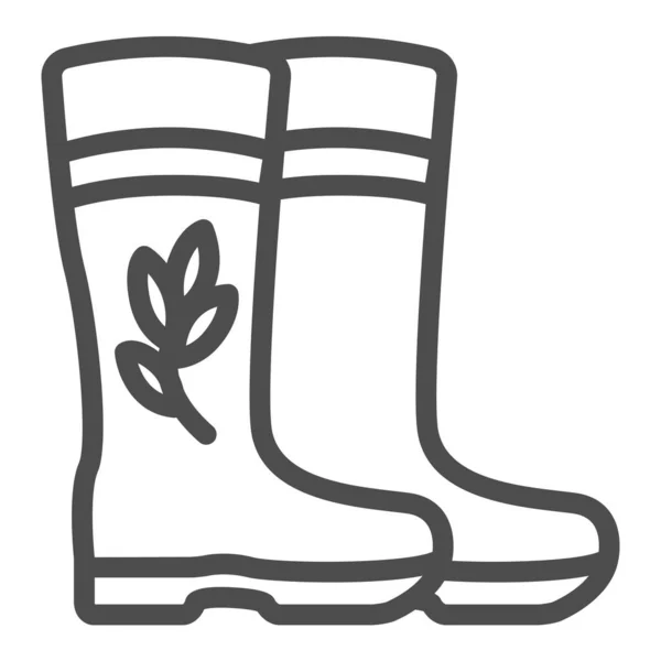 Rubber boots for garden with flower and leaf line icon, gardening concept, rain boots vector sign on white background, outline style icon for mobile concept and web design. Vector graphics. — Stock Vector