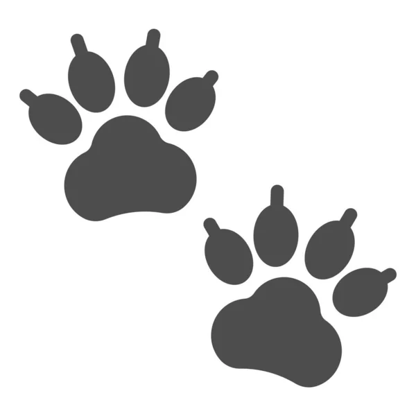 Gato, gatito pata imprimir icono sólido, concepto de mascotas, signo de vector de huella de gatito sobre fondo blanco, icono de estilo glifo para el concepto móvil y diseño web. Gráficos vectoriales. — Archivo Imágenes Vectoriales