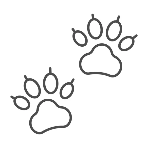 Gato, gatito pata imprimir icono de línea delgada, concepto de mascotas, signo de vector de huella de gatito sobre fondo blanco, icono de estilo de contorno para el concepto móvil y diseño web. Gráficos vectoriales. — Archivo Imágenes Vectoriales