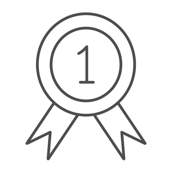 Medaille, Auszeichnung, erster Platz, Champion, Sieg Thin Line Icon, Wettbewerbskonzept, Siegervektorzeichen auf weißem Hintergrund, umreißendes Stilikon für mobiles Konzept und Webdesign. Vektorgrafik. — Stockvektor