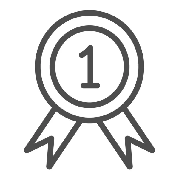 Medaille, Auszeichnung, erster Platz, Champion, Siegeslinien-Symbol, Wettbewerbskonzept, Siegervektorschild auf weißem Hintergrund, umreißendes Stilsymbol für mobiles Konzept und Webdesign. Vektorgrafik. — Stockvektor