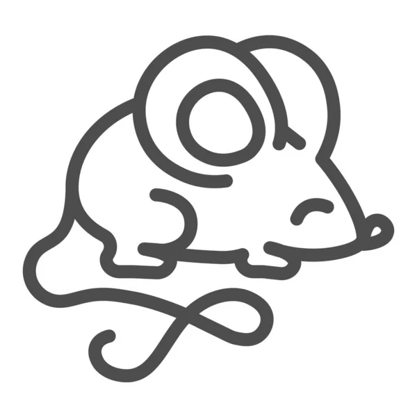 Cat toy mouse, myš line icon, pet concept, kitty mouse game vector sign on white background, outline style icon for mobile concept and web design. Vektorová grafika. — Stockový vektor