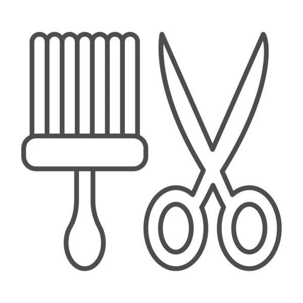 Cat grooming tools, scissors, brush thin line icon, pets concept, items to groom a pet vector sign on white background, outline style icon for mobile concept and web design. Vector graphics. — Stock Vector