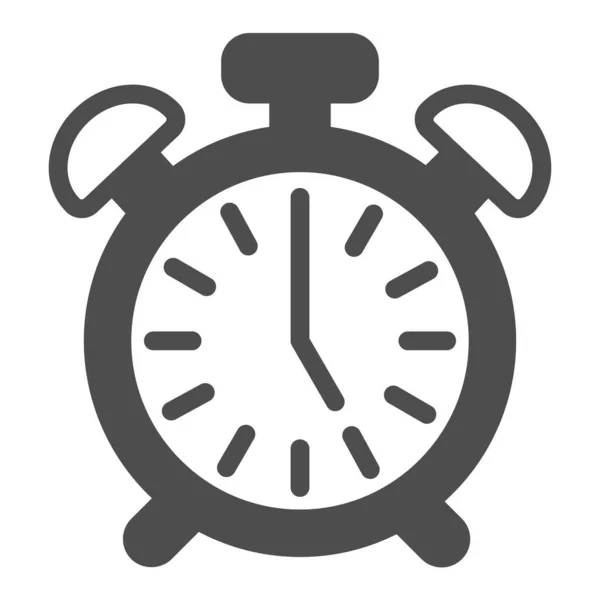 Ročník budík s tlačítkem, 17: 00, 5: 00 pevná ikona, koncept času, stopa vektoru na bílém pozadí, ikona ve stylu glyfu pro mobilní koncept a web design. Vektorová grafika. — Stockový vektor
