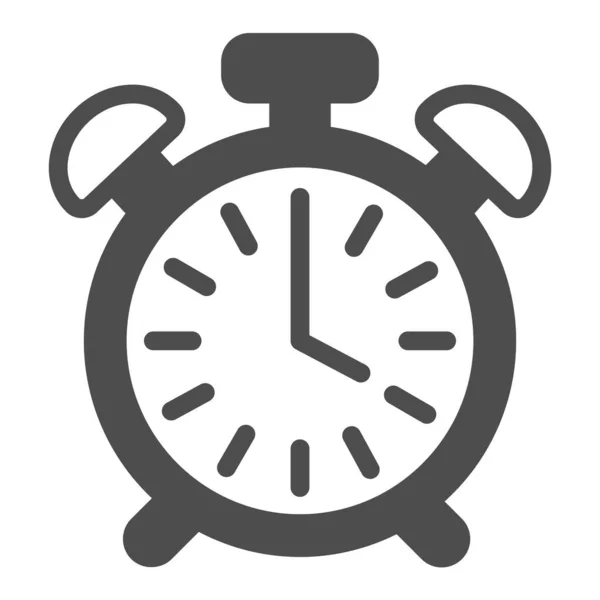 Винтажный будильник с кнопкой, 4 вечера, 4 утра твердый значок, концепция времени, векторный знак часов на белом фоне, иконка в стиле глифа для мобильного концепта и веб-дизайна. Векторная графика. — стоковый вектор