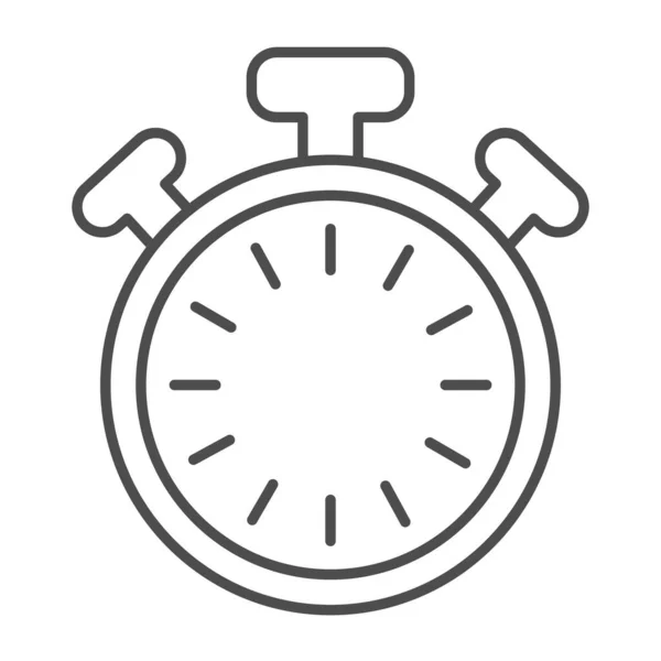 Cronômetro com botões e discar sem mãos, ícone de linha fina temporizador, conceito de tempo, sinal de vetor de relógio no fundo branco, ícone de estilo esboço para o conceito móvel e web design. Gráficos vetoriais. — Vetor de Stock