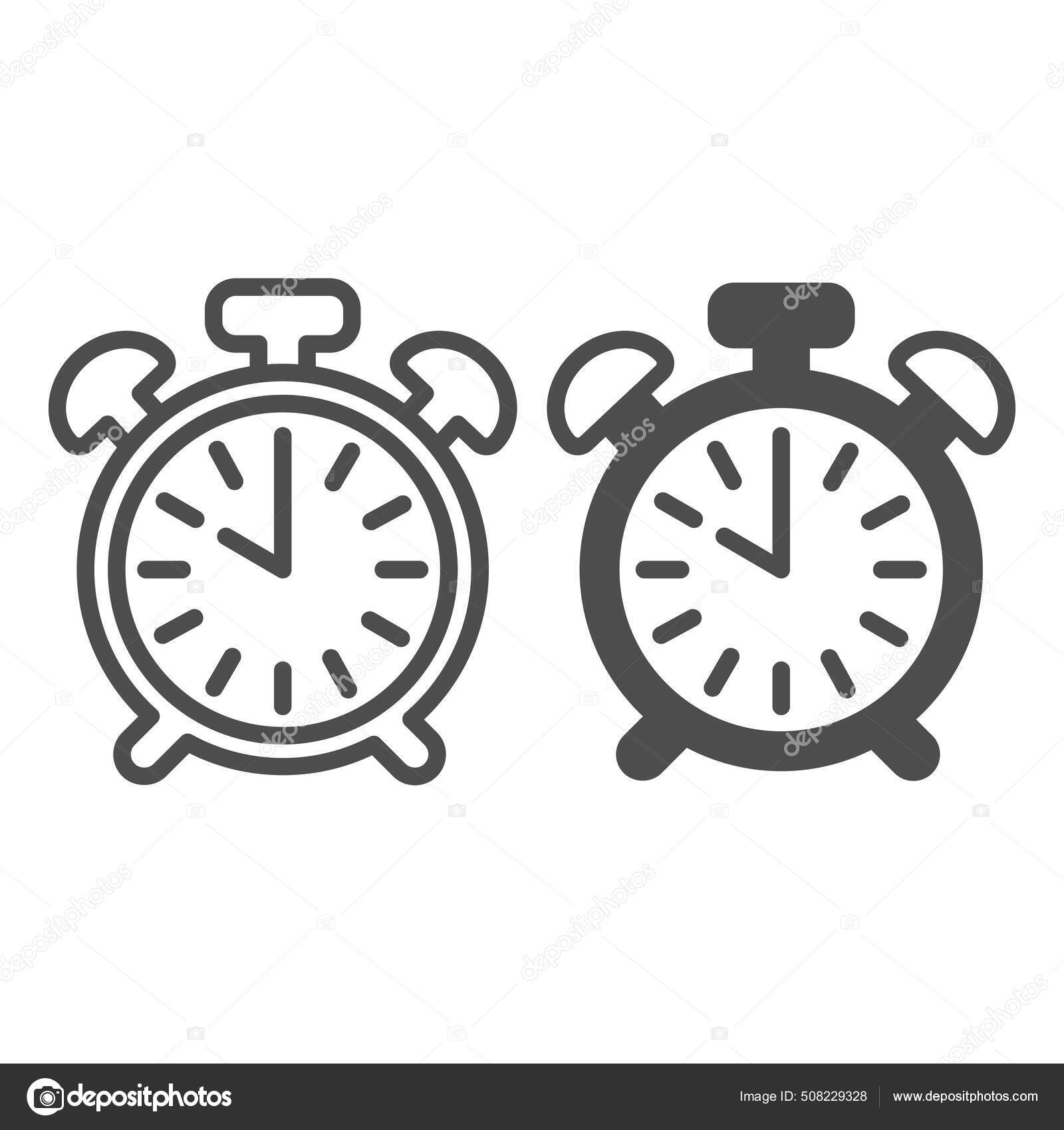 Vintage Alarm Clock With Button 10 Pm 10 Am Line And Solid Icon Time Concept Timepiece