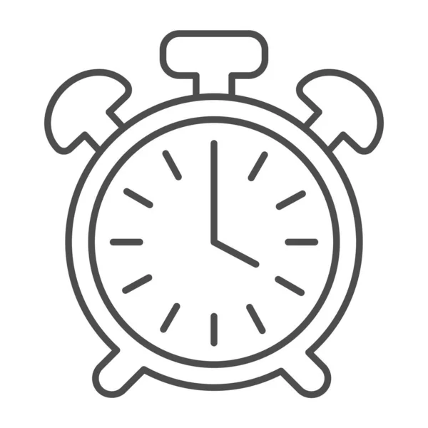Relógio de alarme vintage com botão, 16: 00, 4: 00 ícone de linha fina, conceito de tempo, sinal de vetor de relógio no fundo branco, ícone de estilo de contorno para o conceito móvel e web design. Gráficos vetoriais. —  Vetores de Stock
