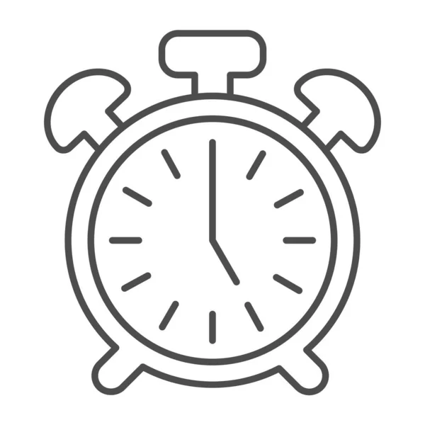 Vintage alarm clock with button, 5 pm, 5 am thin line icon, time concept, timepiece vector sign on white background, outline style icon for mobile concept and web design. 벡터 그래픽. — 스톡 벡터