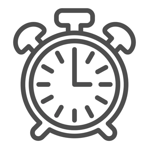 Reloj despertador vintage con botón, 3 pm, icono de línea de 3 am, concepto de tiempo, signo de vector de reloj sobre fondo blanco, icono de estilo de esquema para el concepto móvil y el diseño web. Gráficos vectoriales. — Vector de stock