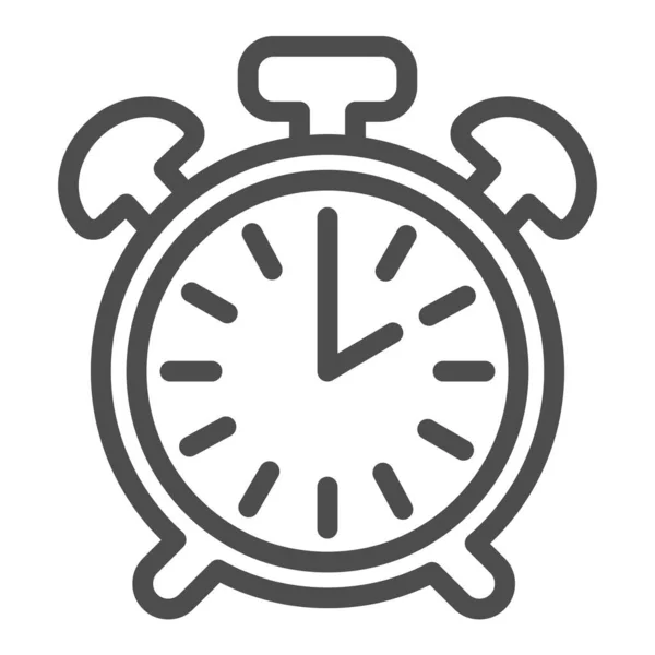 Reloj despertador vintage con botón, 2 pm, icono de línea de 2 am, concepto de tiempo, signo de vector de reloj sobre fondo blanco, icono de estilo de esquema para el concepto móvil y el diseño web. Gráficos vectoriales. — Vector de stock