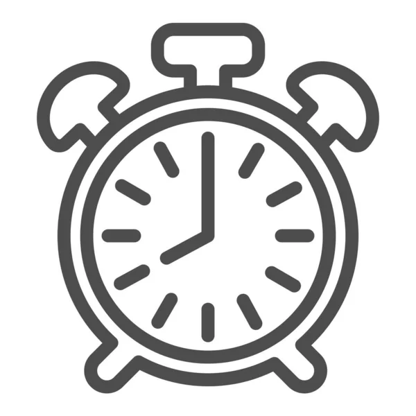 Vintage ξυπνητήρι με κουμπί, 8 μ.μ., 8 π.μ. εικονίδιο γραμμή, έννοια του χρόνου, ρολόι διάνυσμα σημάδι σε λευκό φόντο, περίγραμμα εικονίδιο στυλ για το κινητό έννοια και web design. Διανυσματικά γραφικά. — Διανυσματικό Αρχείο