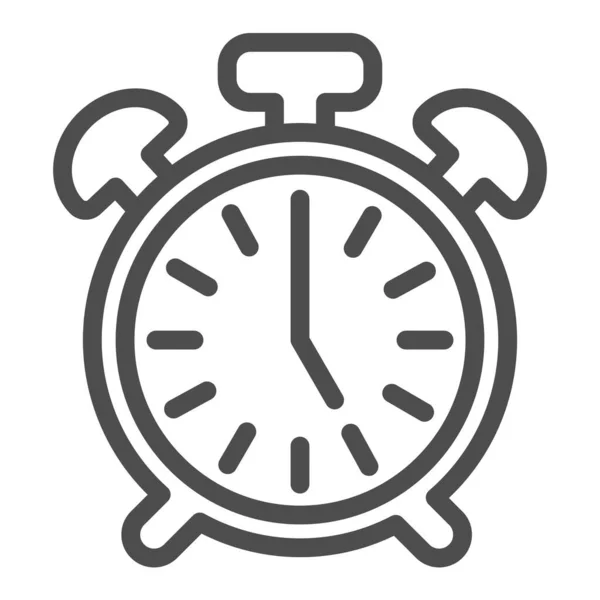 Reloj despertador vintage con botón, 5 pm, icono de línea de 5 am, concepto de tiempo, signo de vector de reloj sobre fondo blanco, icono de estilo de esquema para el concepto móvil y el diseño web. Gráficos vectoriales. — Archivo Imágenes Vectoriales