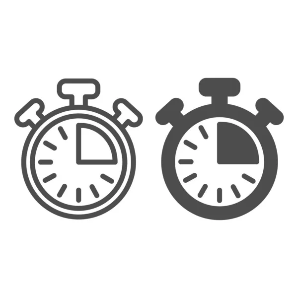 Stopwatch z przyciskami, 15 sekund, timer, chronometr linii i ikona stała, koncepcja czasu, znak wektora zegara na białym tle, ikona stylu zarysu dla mobilnej koncepcji i projektowania stron internetowych. Grafika wektorowa. — Wektor stockowy