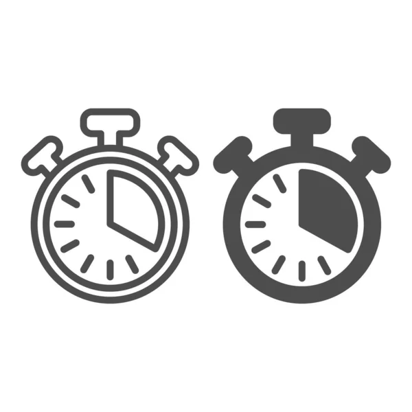 Stopwatch with buttons, 20 seconds, timer, chronometer line and solid icon, time concept, clock vector sign on white background, outline style icon for mobile concept and web design. Vector graphics. — Stock Vector