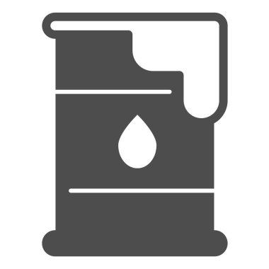 Petrol varili, fıçı ve yağ, petrol katı ikonu, petrol endüstrisi konsepti, beyaz arka planda yakıt vektör işareti, mobil konsept ve web tasarımı için glyph tarzı simge. Vektör grafikleri.